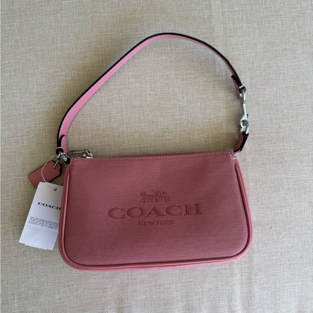 Coach Pink Leather Shoulder Bag with Silver Hardware